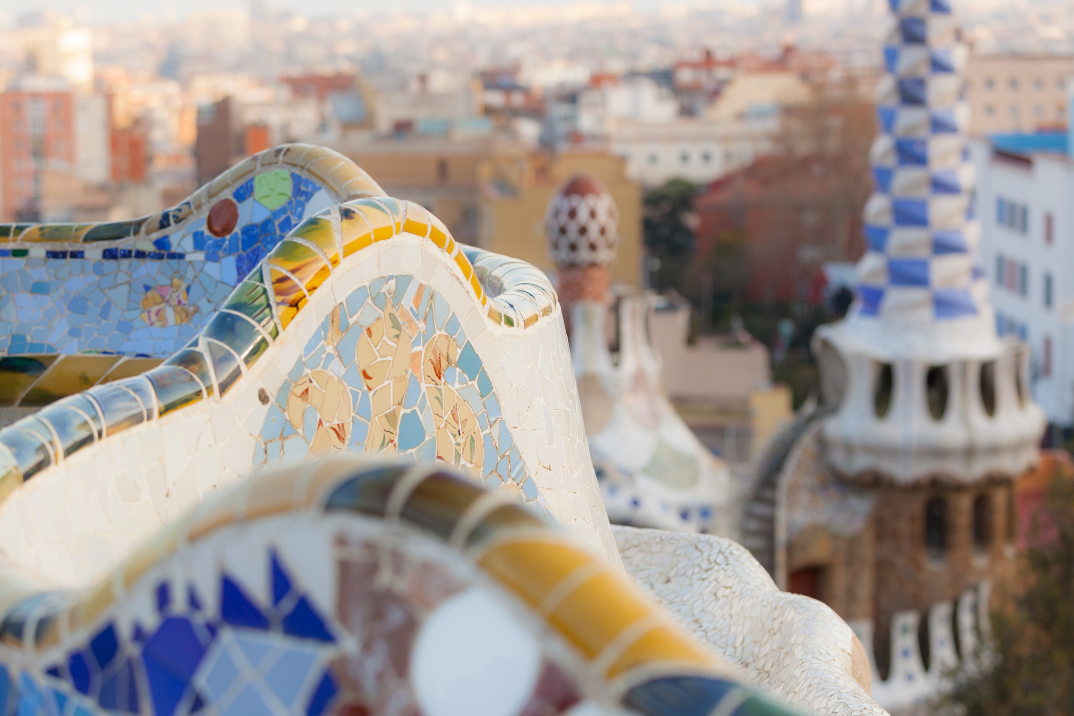 Closeup of Park Guell bench