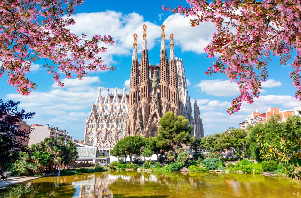 Sagrada Familia Basilica in Spring in Barcelona