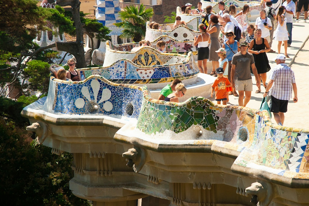 Lion heads in Park Guell Barcelona