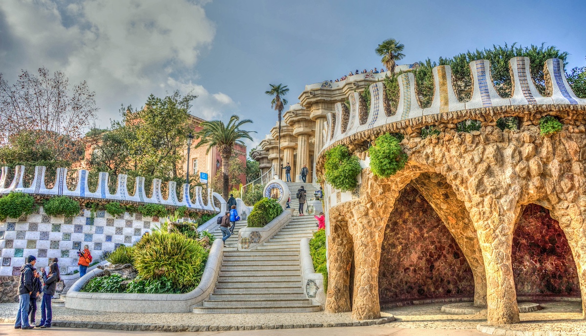 Dragon Stairway in Park Guell in Barcelona