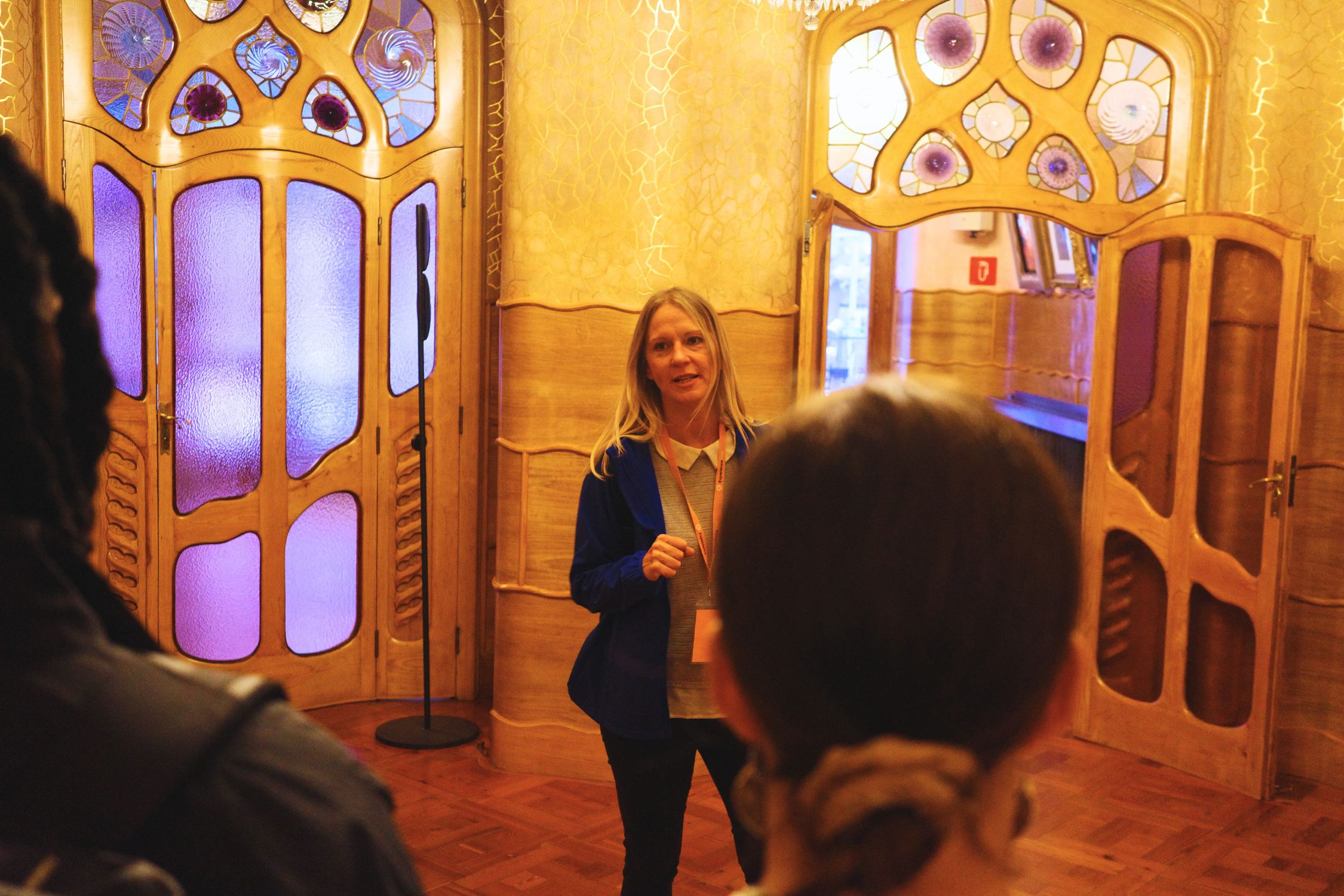 Tour Guide speaking to group inside Casa Batllo during Insider Tour